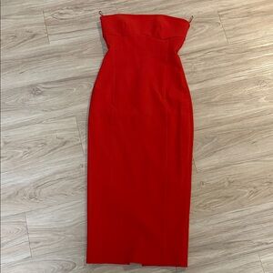 Zara Strapless Red Midi Dress (size S, never worn!)